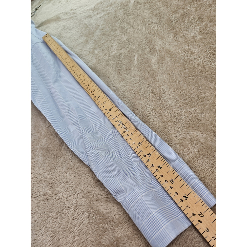 Eton Dress Shirt Slim Fit Size 42 16½ Plaid Light Blue Check Pattern - Picture 7 of 10